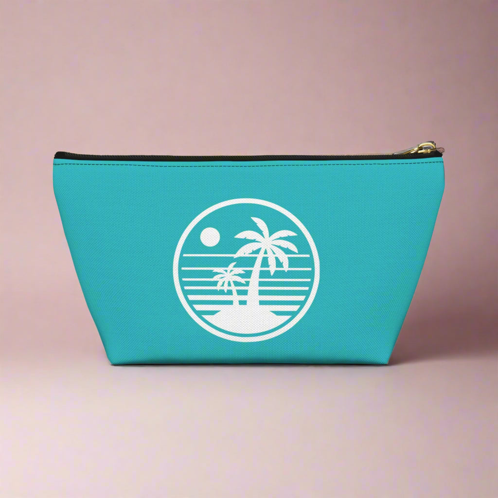 Tropical Vibe Accessory Pouch, Personalized Makeup Bag, Travel Organizing Pouch, Beach Lover Gift, Green Zip Clutch