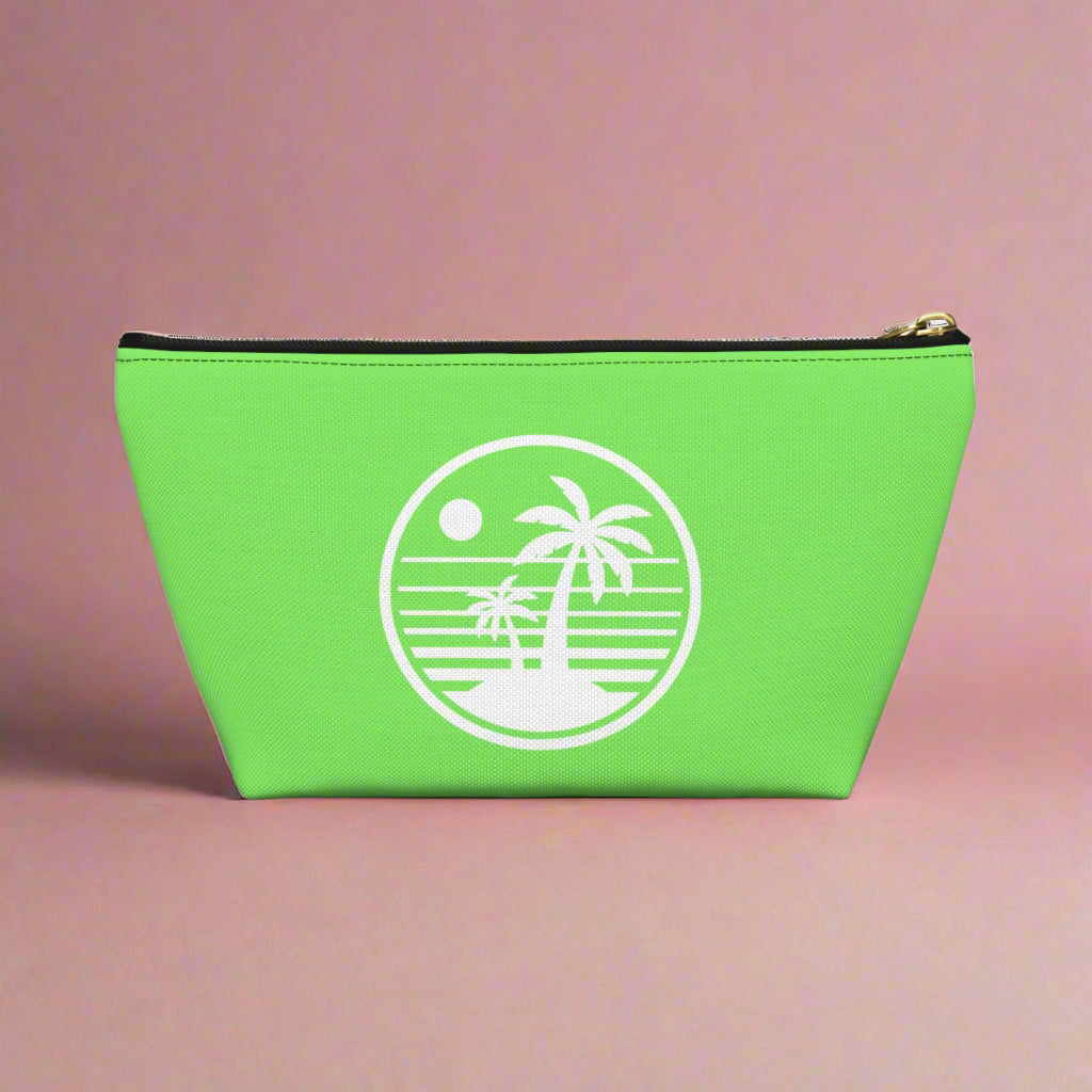 Tropical Vibe Accessory Pouch, Personalized Makeup Bag, Travel Organizing Pouch, Beach Lover Gift, Green Zip Clutch