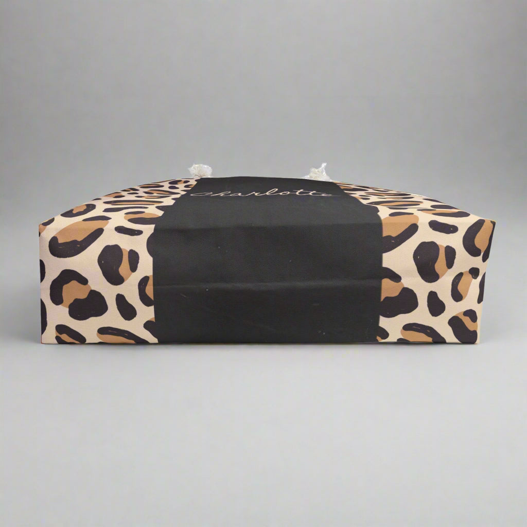 Leopard Print Weekender Bag - Custom Name Gift Idea for Beach Weekend Getaways, Animal Print Tote, Cool Travel Bag, Personalized Duffel,