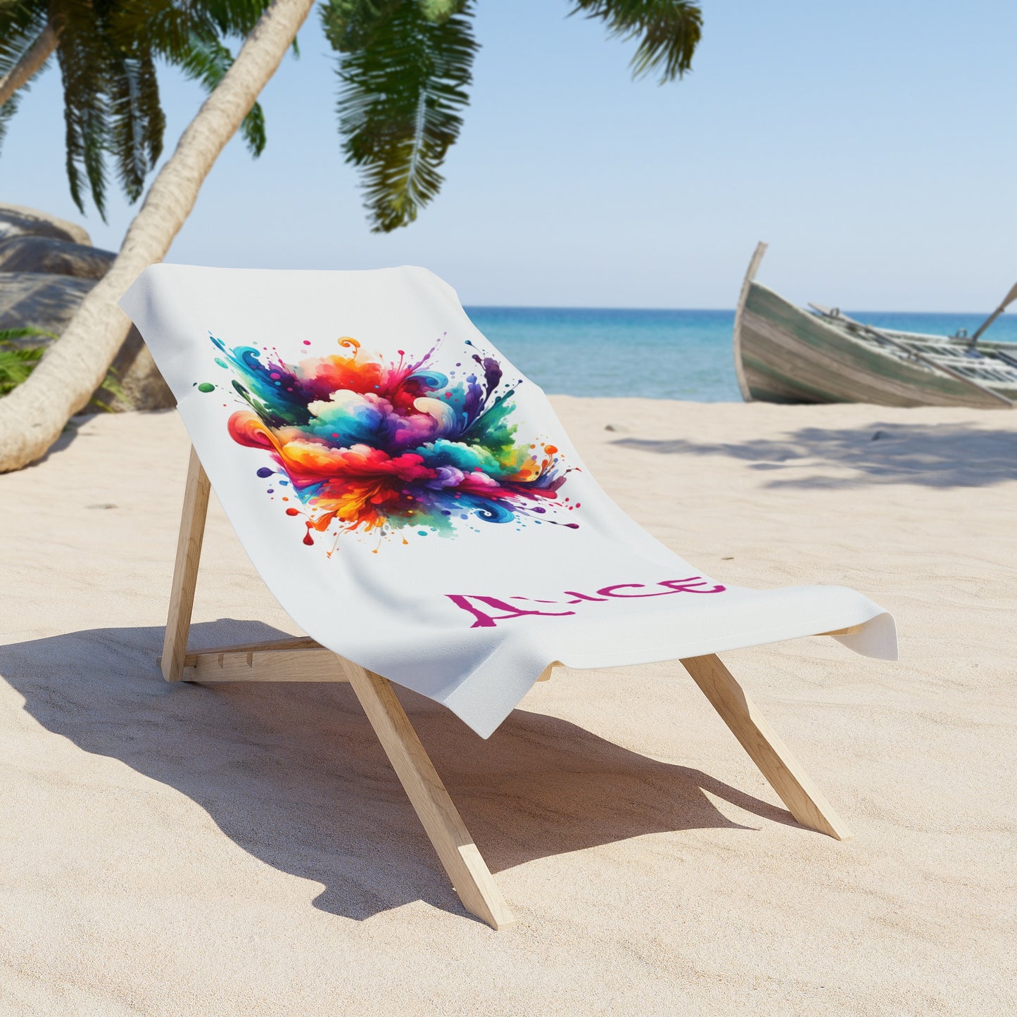 Color Bomb Summer Beach Towel - Customizable Gift for Beach Lovers, Personalized Vacation Towel, Tropical Poolside Accessory, Towel Set,