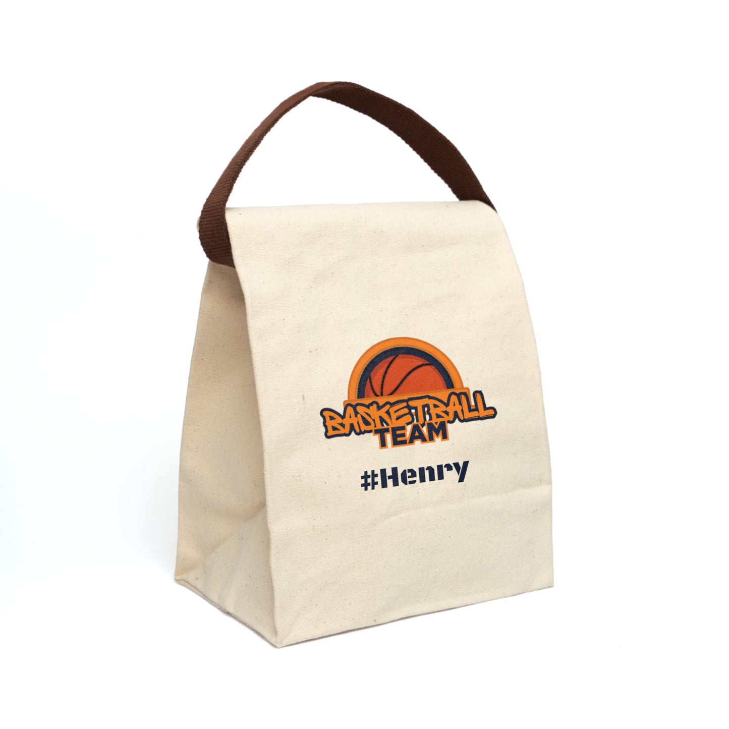 Canvas Lunch Bag - Personalized Basketball Team Coach School Insulated Tote, Travel Lunchbox