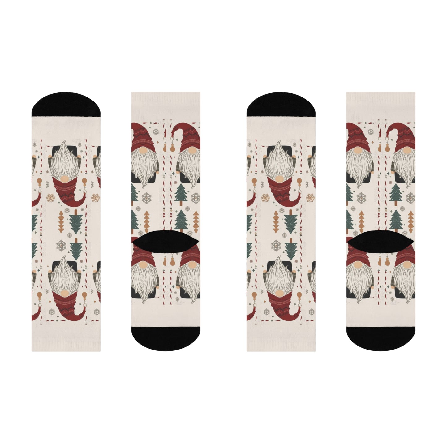 Festive Gnome Crew Socks | Cozy Holiday Footwear, Christmas Gift, Winter Comfort, Fun Pattern, Gnome Socks