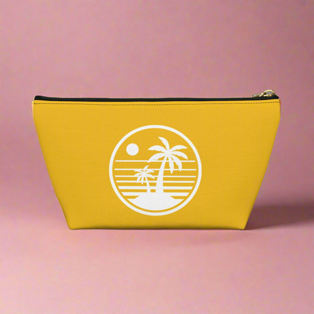Tropical Vibe Accessory Pouch, Personalized Makeup Bag, Travel Organizer, Beach Lover Gift, Green Zip Clutch, Cosmetic Case, Toiletry Bag,