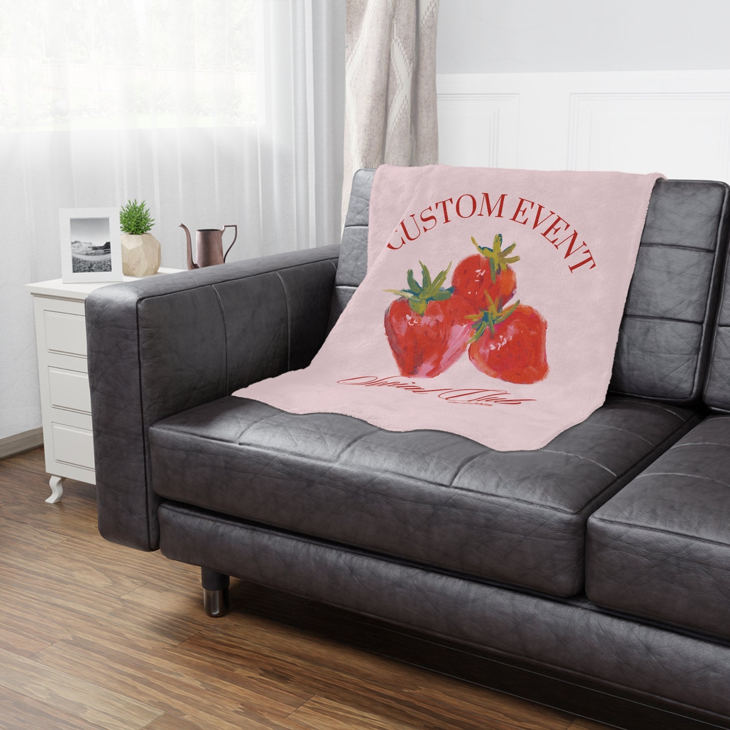 Minky Blanket - Personalized Strawberry City Event Holiday Gift, Custom Name, Soft Throw, Cozy Bedding, Unique Present