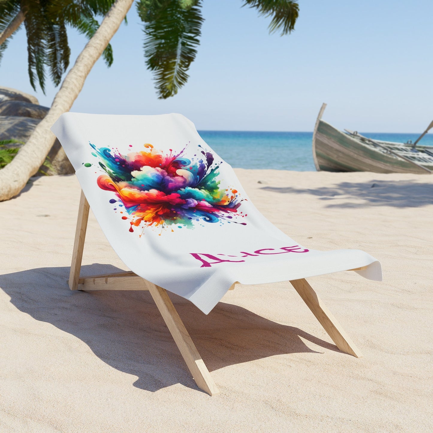 Color Bomb Summer Beach Towel - Customizable Gift for Beach Lovers, Personalized Vacation Towel, Tropical Poolside Accessory, Towel Set, - Vicky Garden