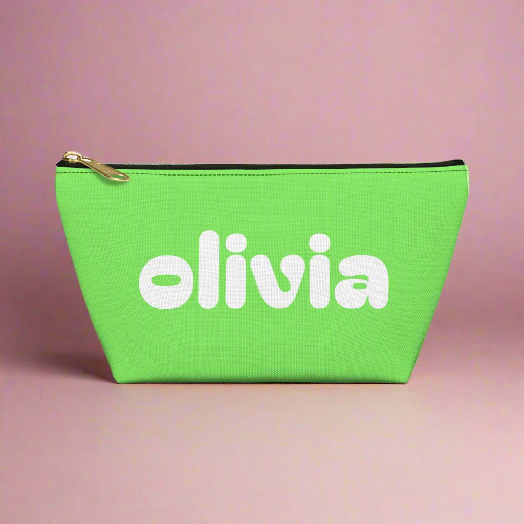 Tropical Vibe Accessory Pouch, Personalized Makeup Bag, Travel Organizing Pouch, Beach Lover Gift, Green Zip Clutch