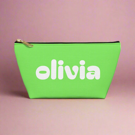 Tropical Vibe Accessory Pouch, Personalized Makeup Bag, Travel Organizing Pouch, Beach Lover Gift, Green Zip Clutch