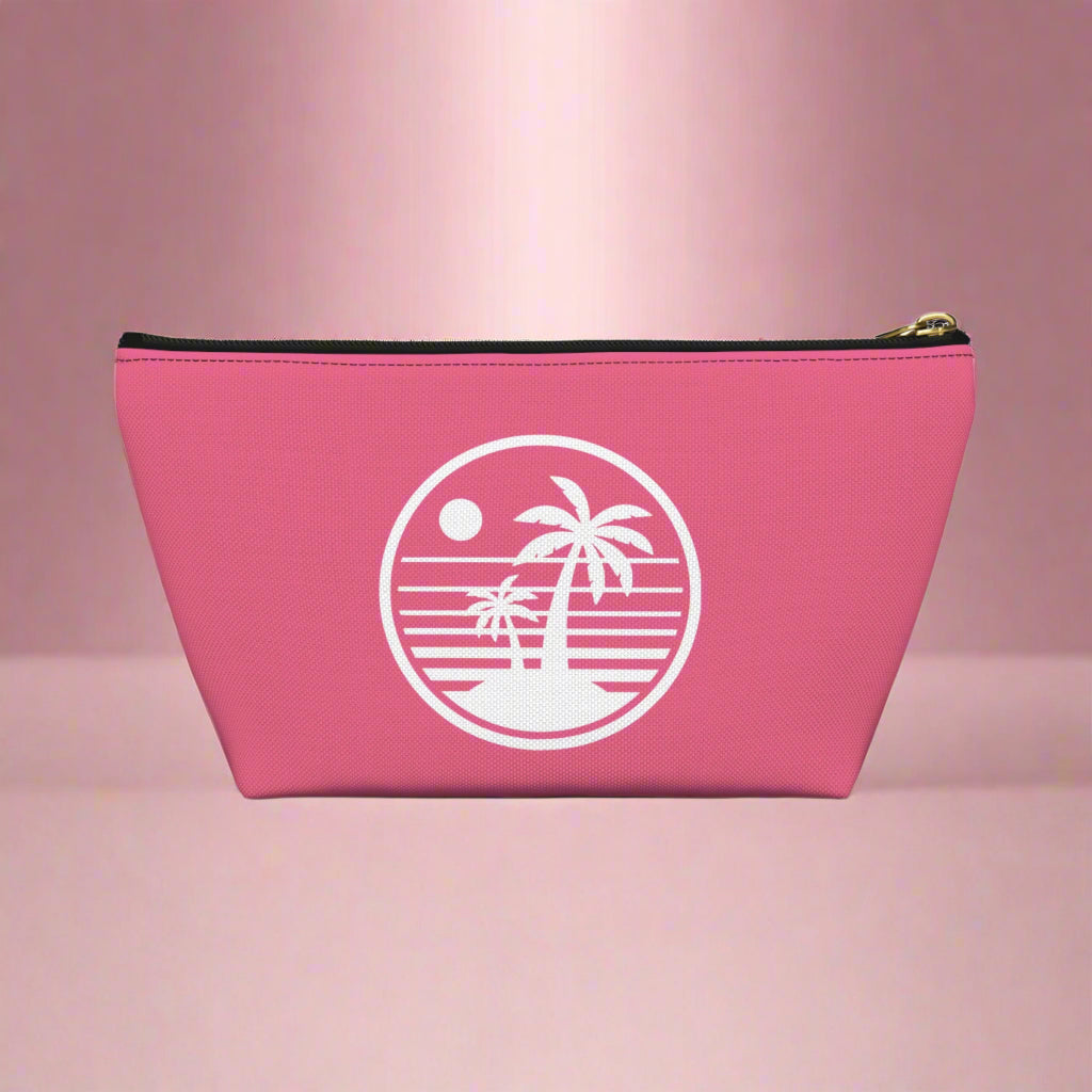 Tropical Vibe Accessory Pouch, Personalized Makeup Bag, Travel Organizing Pouch, Beach Lover Gift, Green Zip Clutch