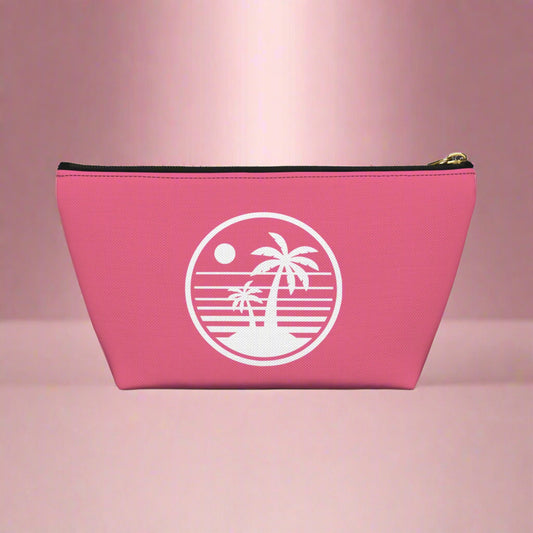 Tropical Vibe Accessory Pouch, Personalized Makeup Bag, Travel Organizing Pouch, Beach Lover Gift, Green Zip Clutch