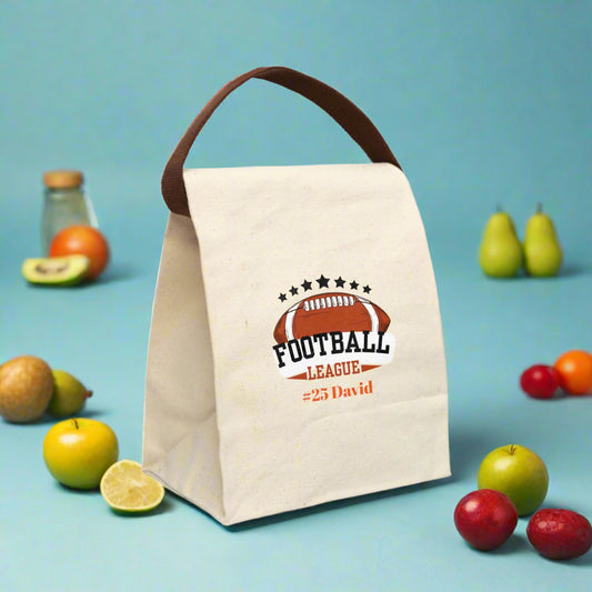 Football Personalized Name Gift for Sports Fan, Team Spirit Bento Box with Utensils, Custom Lunch Tote, Insulated