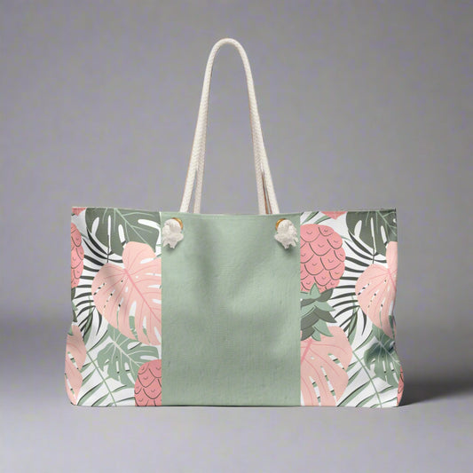 Tropical Weekender Bag, Personalized Travel Tote, Stylish Beach Bag, Customizable Gym Bag, Gifts for Her, Vacation Essential