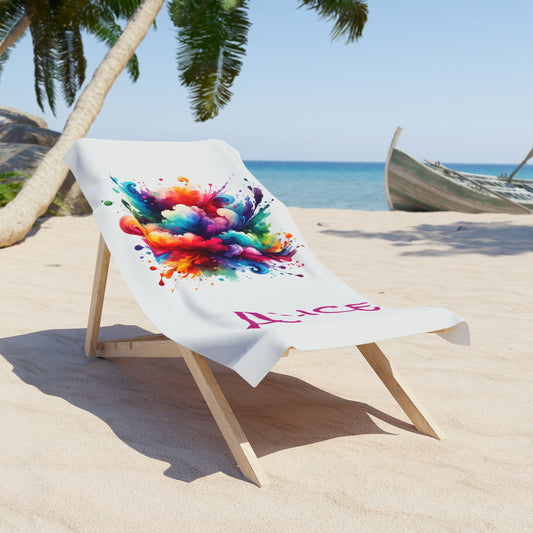 Color Bomb Summer Beach Towel - Customizable Gift for Beach Lovers, Personalized Vacation Towel, Tropical Poolside Accessory, Towel Set,