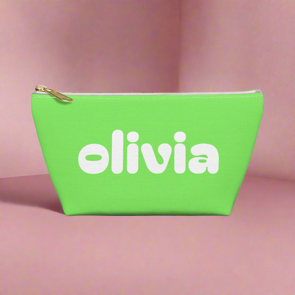 Tropical Vibe Accessory Pouch, Personalized Makeup Bag, Travel Organizing Pouch, Beach Lover Gift, Green Zip Clutch