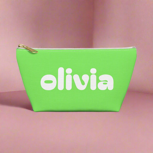 Tropical Vibe Accessory Pouch, Personalized Makeup Bag, Travel Organizing Pouch, Beach Lover Gift, Green Zip Clutch