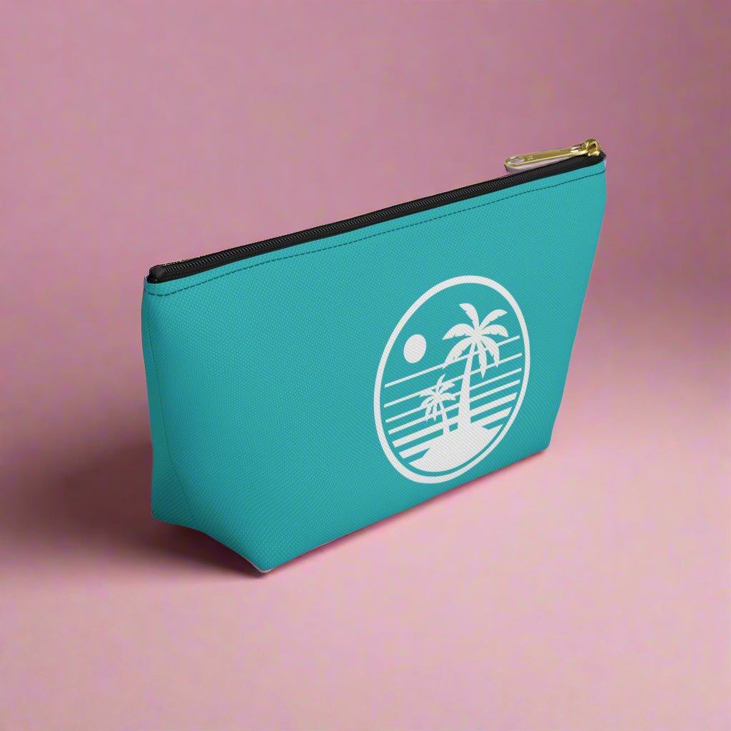 Tropical Vibe Accessory Pouch, Personalized Makeup Bag, Travel Organizing Pouch, Beach Lover Gift, Green Zip Clutch