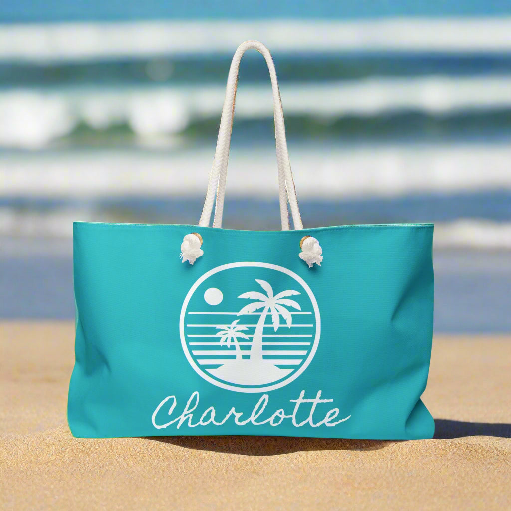 Tropical Weekender Bag, Personalized Travel Tote, Stylish Beach Bag, Customizable Gym Bag, Gifts for Her, Vacation Essential