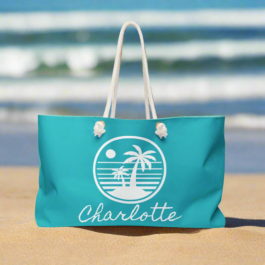 Tropical Weekender Bag, Personalized Travel Tote, Stylish Beach Bag, Customizable Gym Bag, Gifts for Her, Vacation Essential