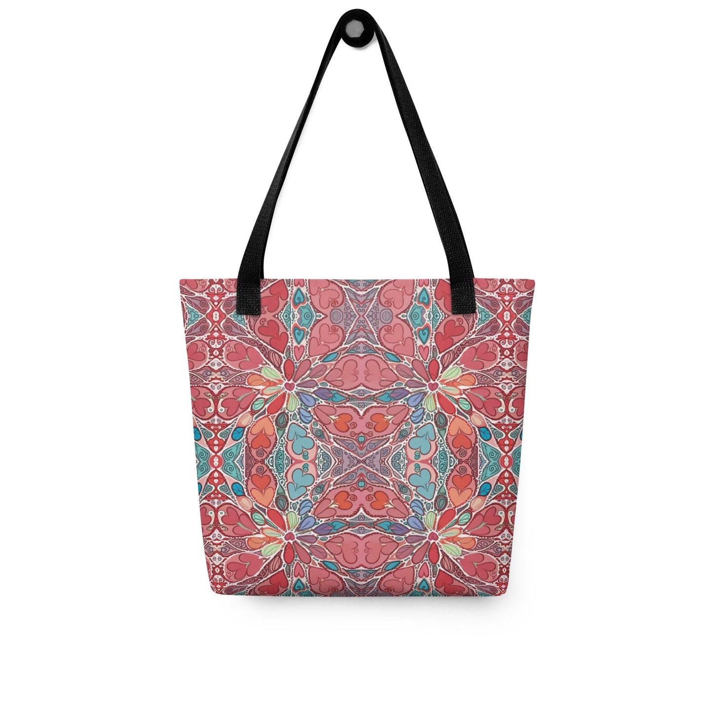 Boho Mandala Tote Bag – Colorful Art Print Shoulder Bag, Reusable Shopping Bag, Gift for Her Him Hearts