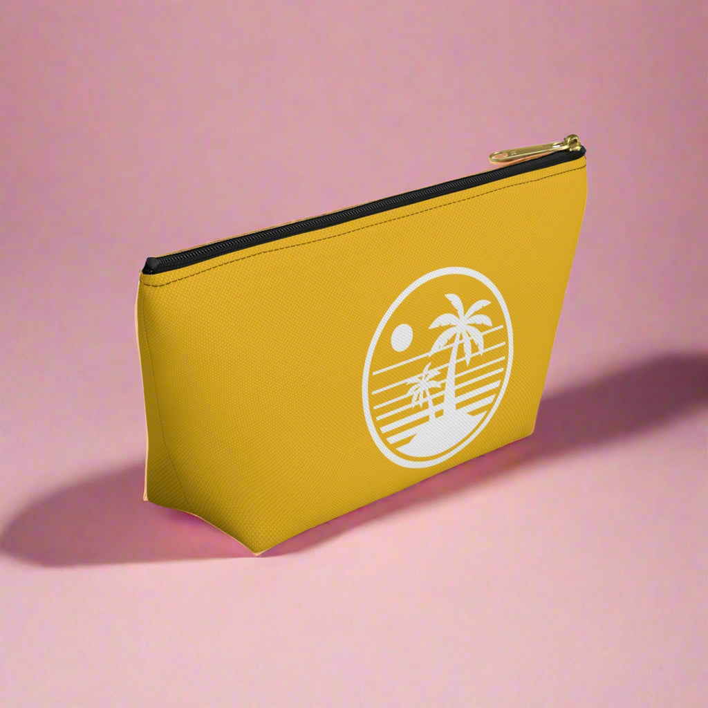 Tropical Vibe Accessory Pouch, Personalized Makeup Bag, Travel Organizer, Beach Lover Gift, Green Zip Clutch, Cosmetic Case, Toiletry Bag,