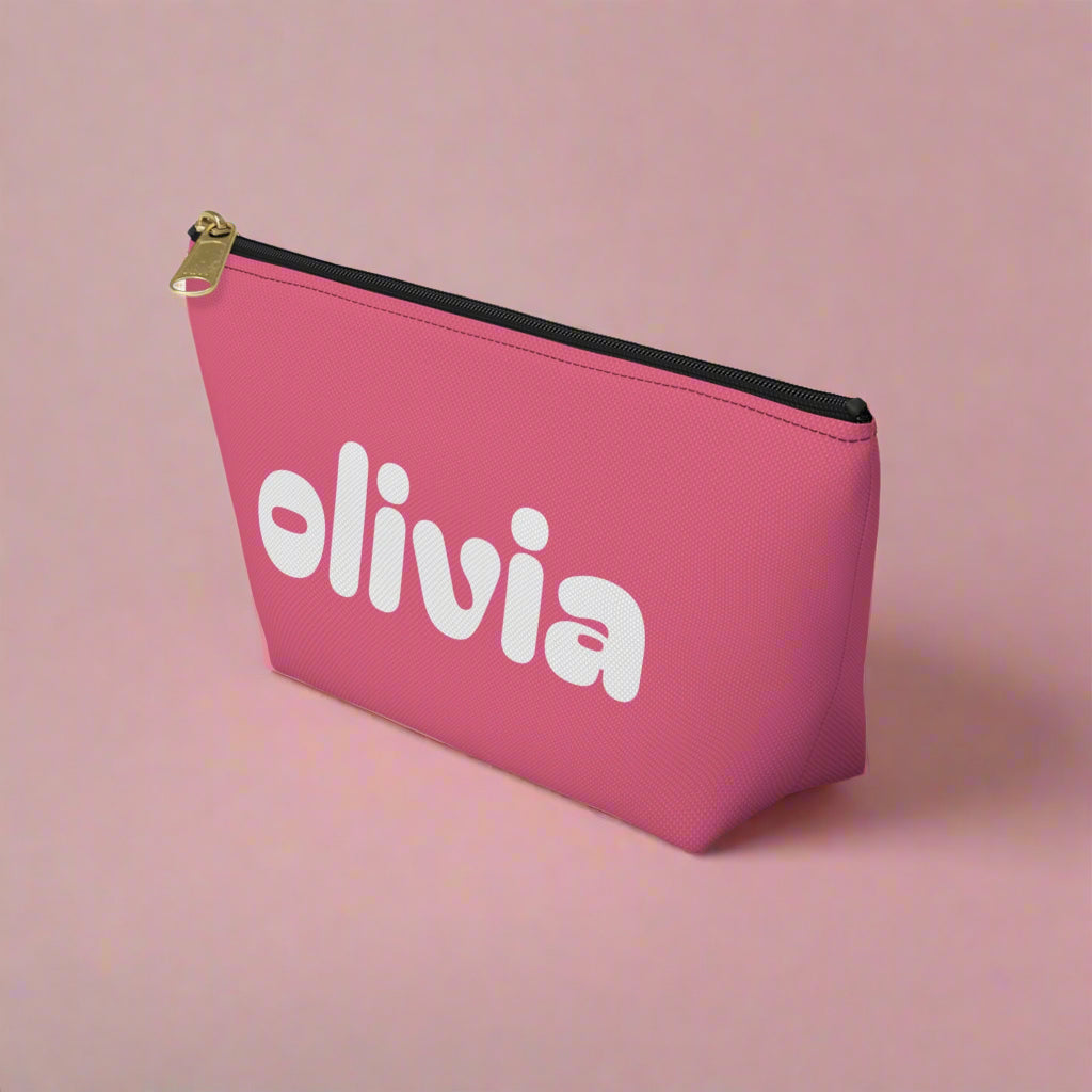 Tropical Vibe Accessory Pouch, Personalized Makeup Bag, Travel Organizing Pouch, Beach Lover Gift, Green Zip Clutch