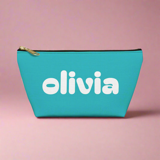 Tropical Vibe Accessory Pouch, Personalized Makeup Bag, Travel Organizing Pouch, Beach Lover Gift, Green Zip Clutch