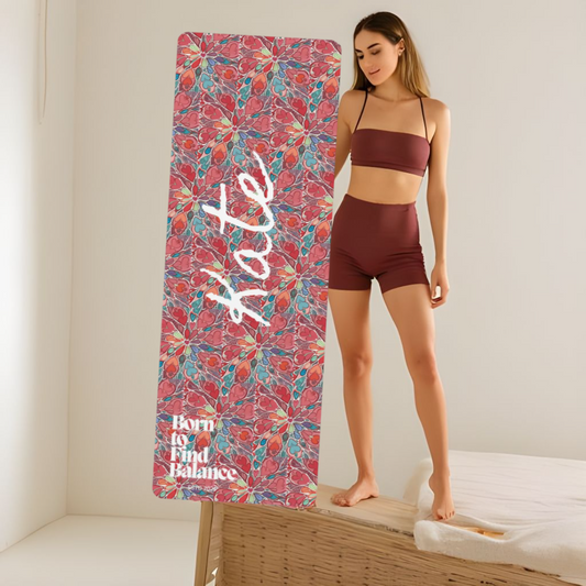 Floral Yoga Pilates Mat Customize Personalization with name