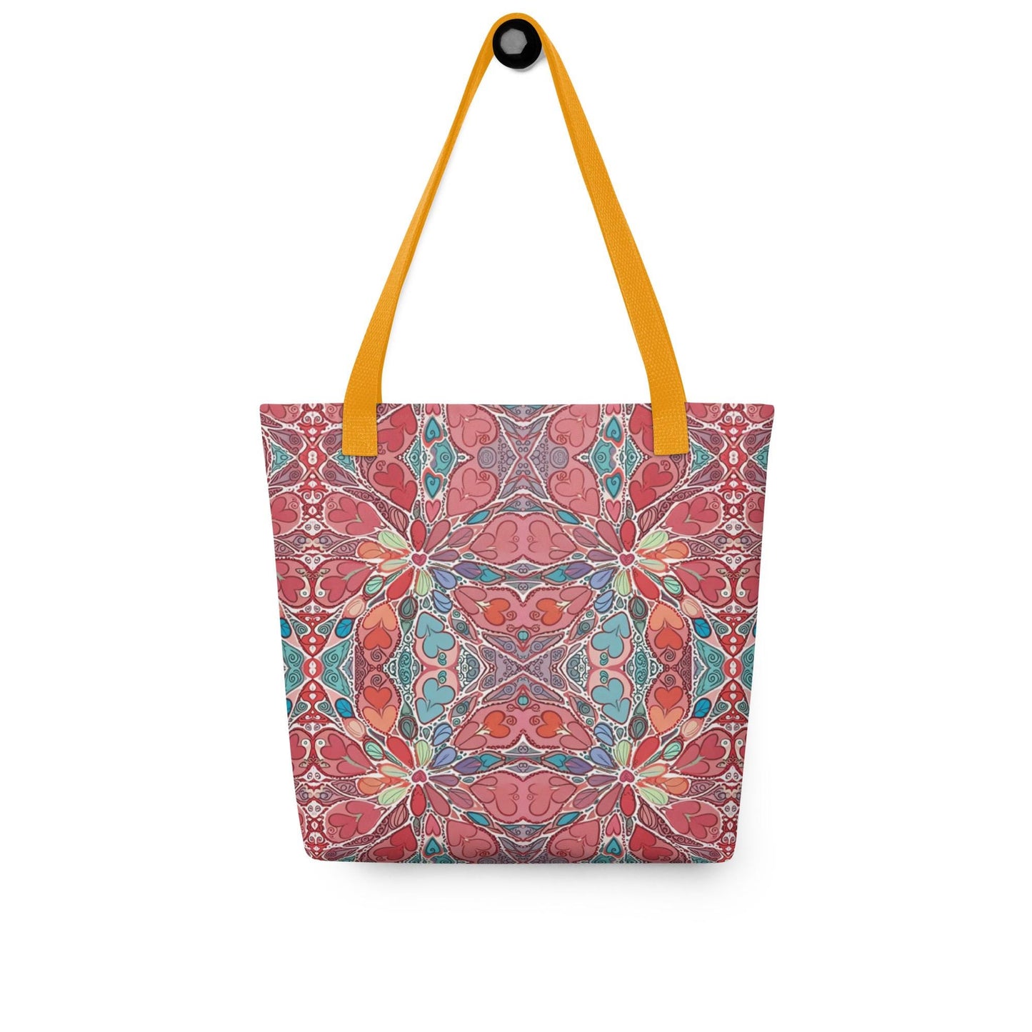 Boho Mandala Tote Bag – Colorful Art Print Shoulder Bag, Reusable Shopping Bag, Gift for Her Him Hearts
