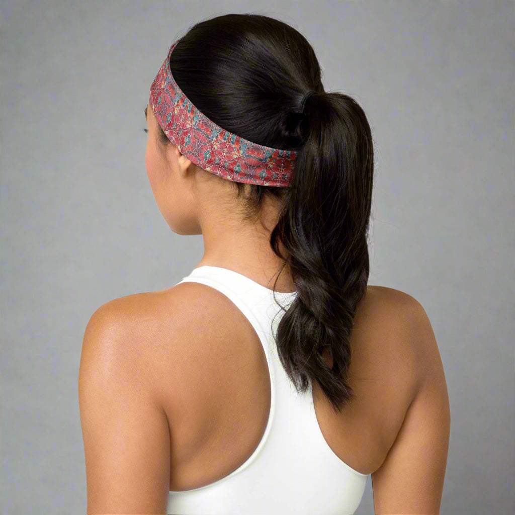 Soft stretchy floral headband for comfort and style during workouts.