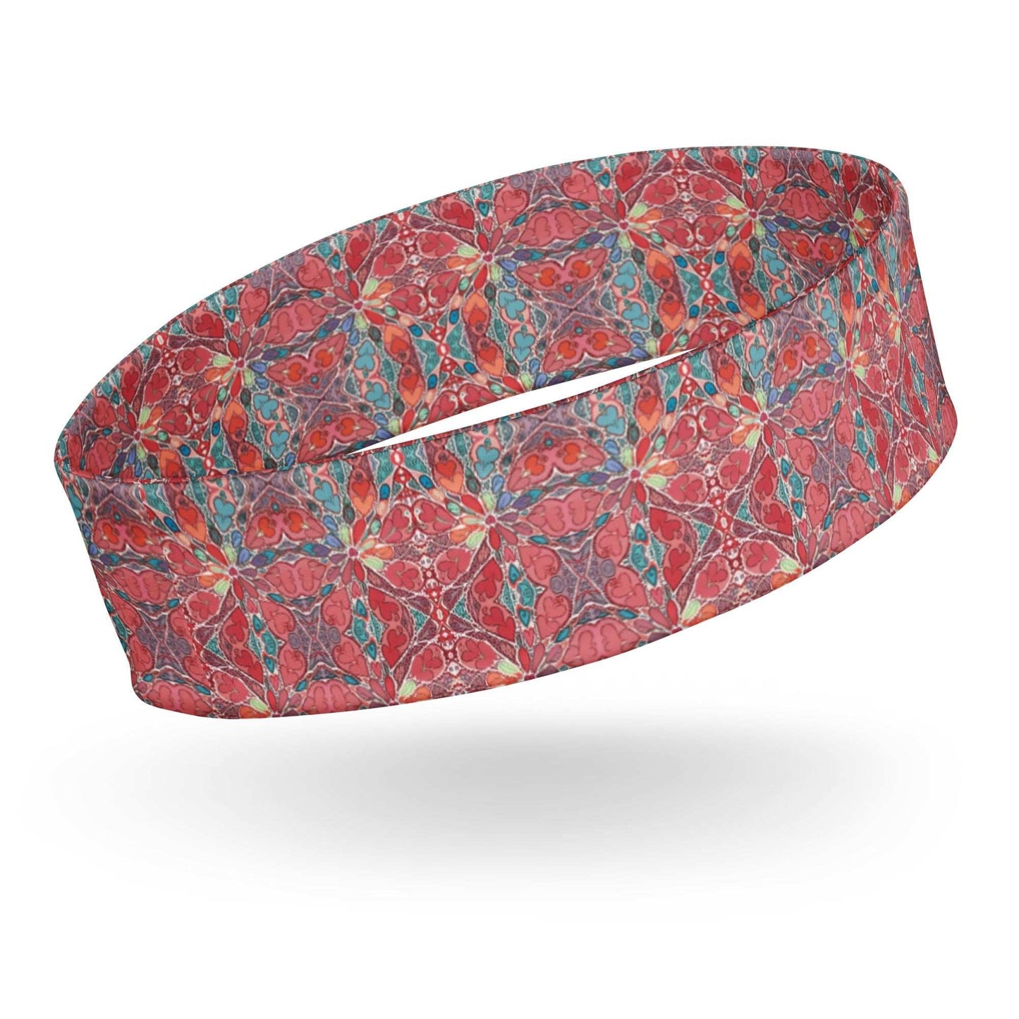 Soft stretchy headband with floral pattern, ideal for comfort and style in yoga and workouts.