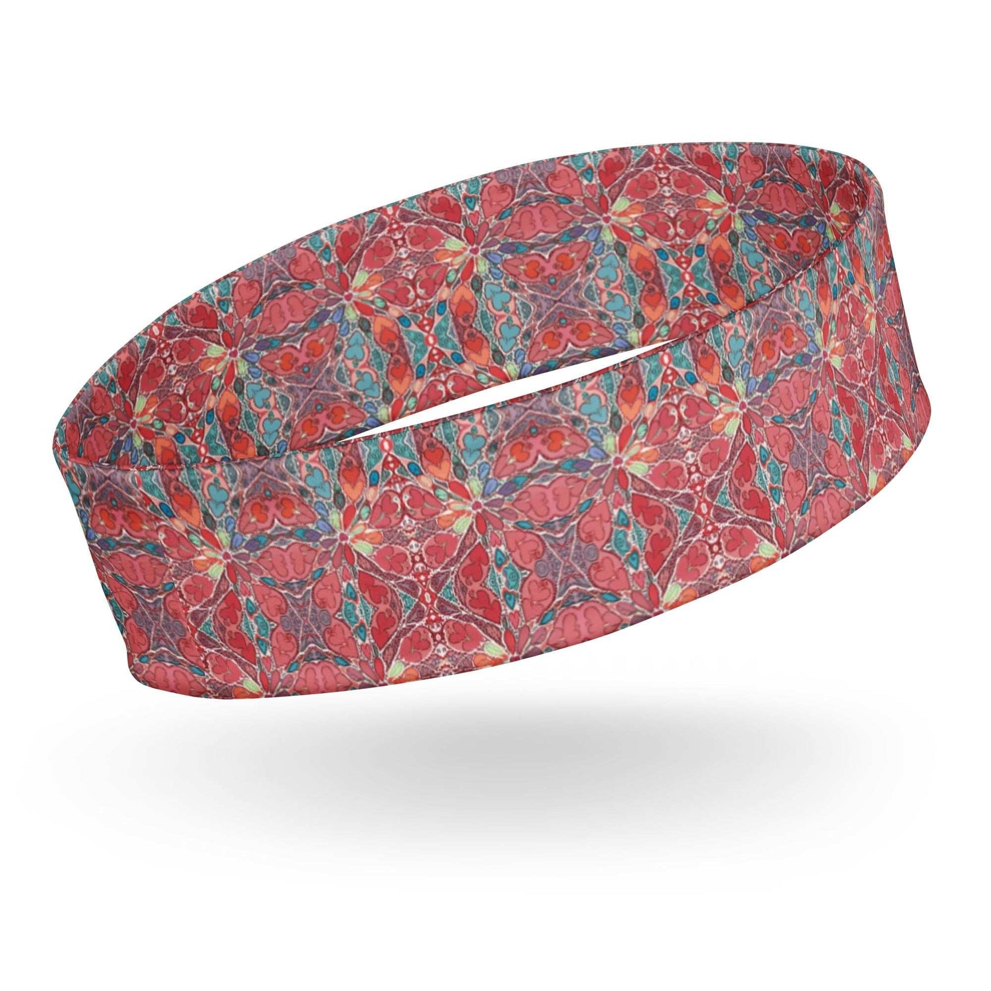 Soft stretchy headband with floral pattern, ideal for comfort and style in yoga and workouts.