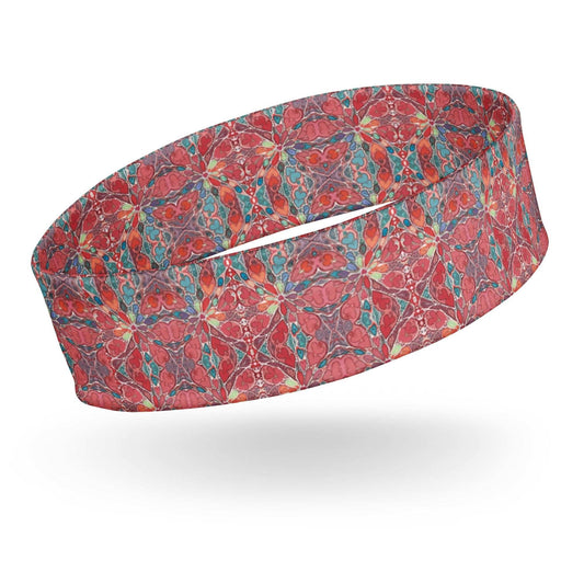 Soft stretchy headband with floral pattern, ideal for comfort and style in yoga and workouts.
