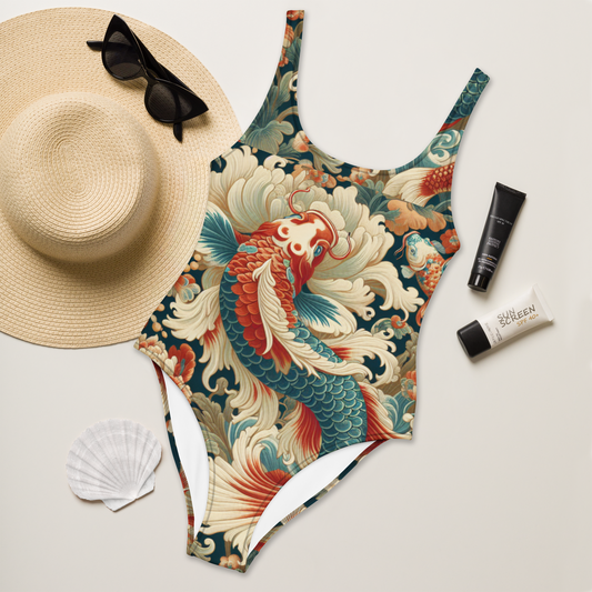 Swimming Koi Pattern One-Piece Swimsuit