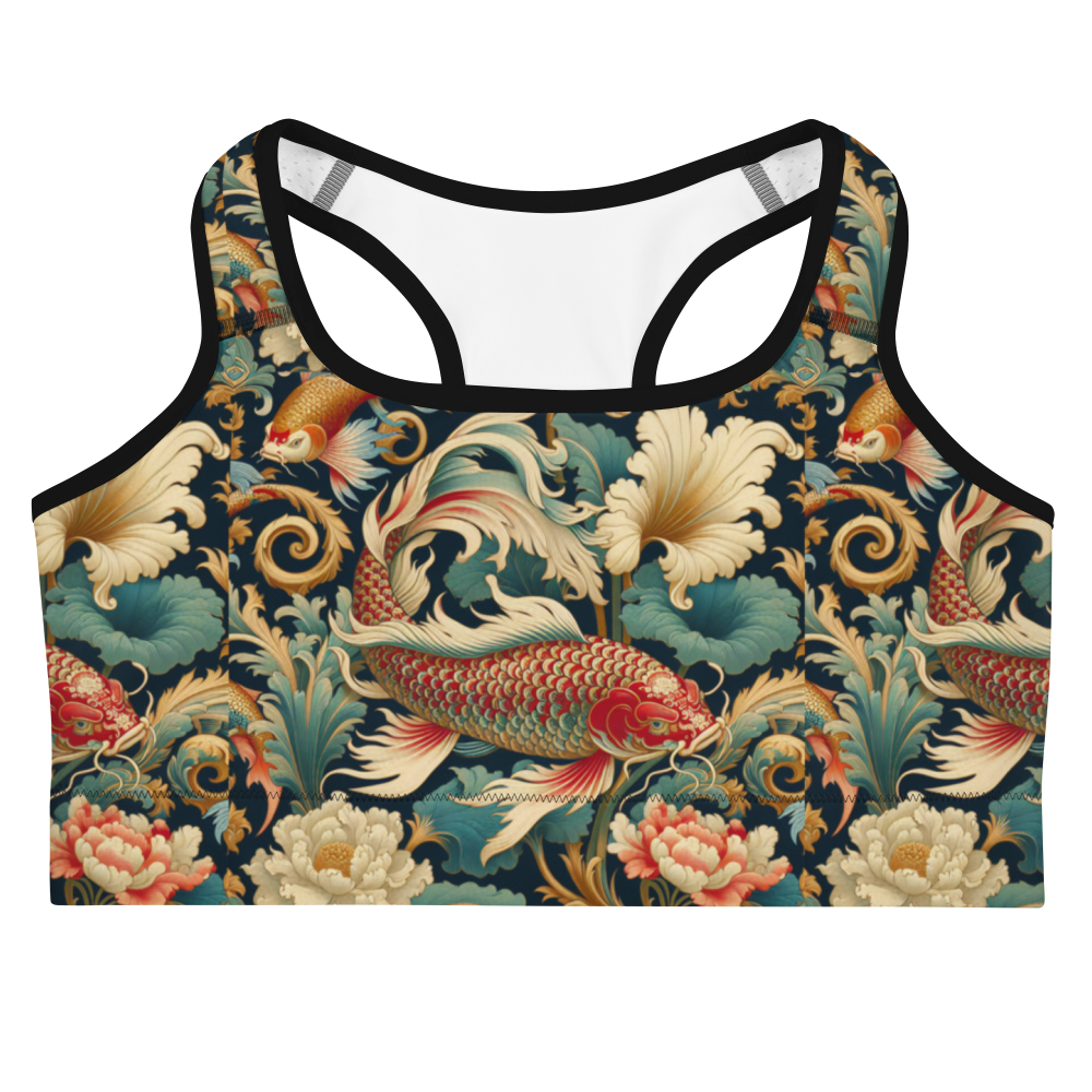 Swimming Koi Pattern Sports Bra - Moisture-Wicking and Supportive Design