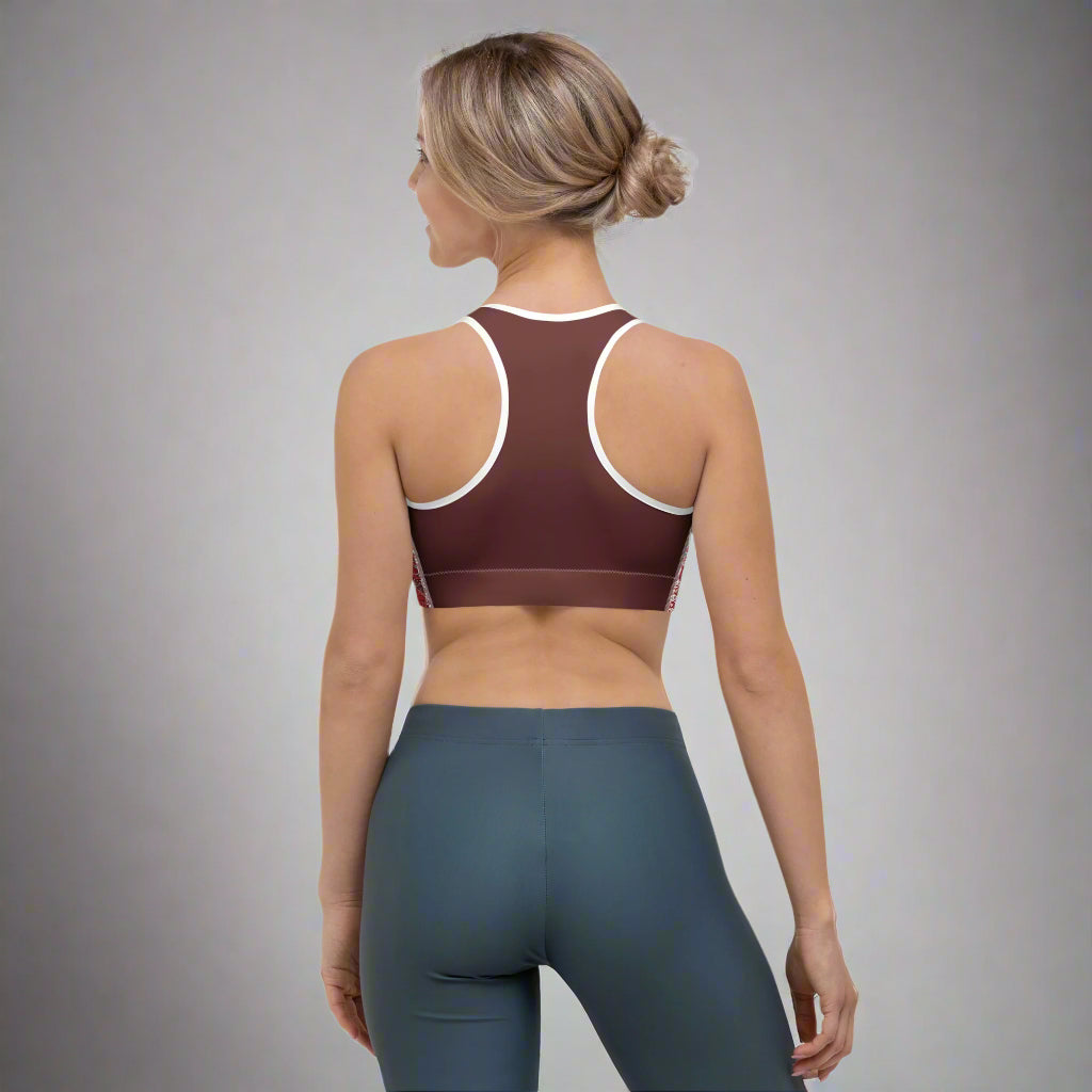 Yoga Sports bra with moisture-wicking fabric and racerback design for support during workouts.