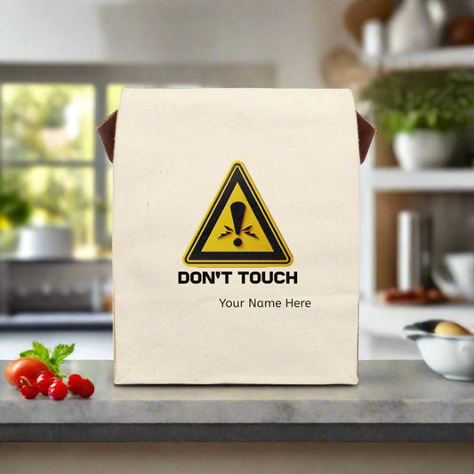 Canvas Lunch Bag, Personalized Lunch Box, Custom Insulated Tote, Do Not Touch My Lunch, Name Customization Available - Vicky Garden