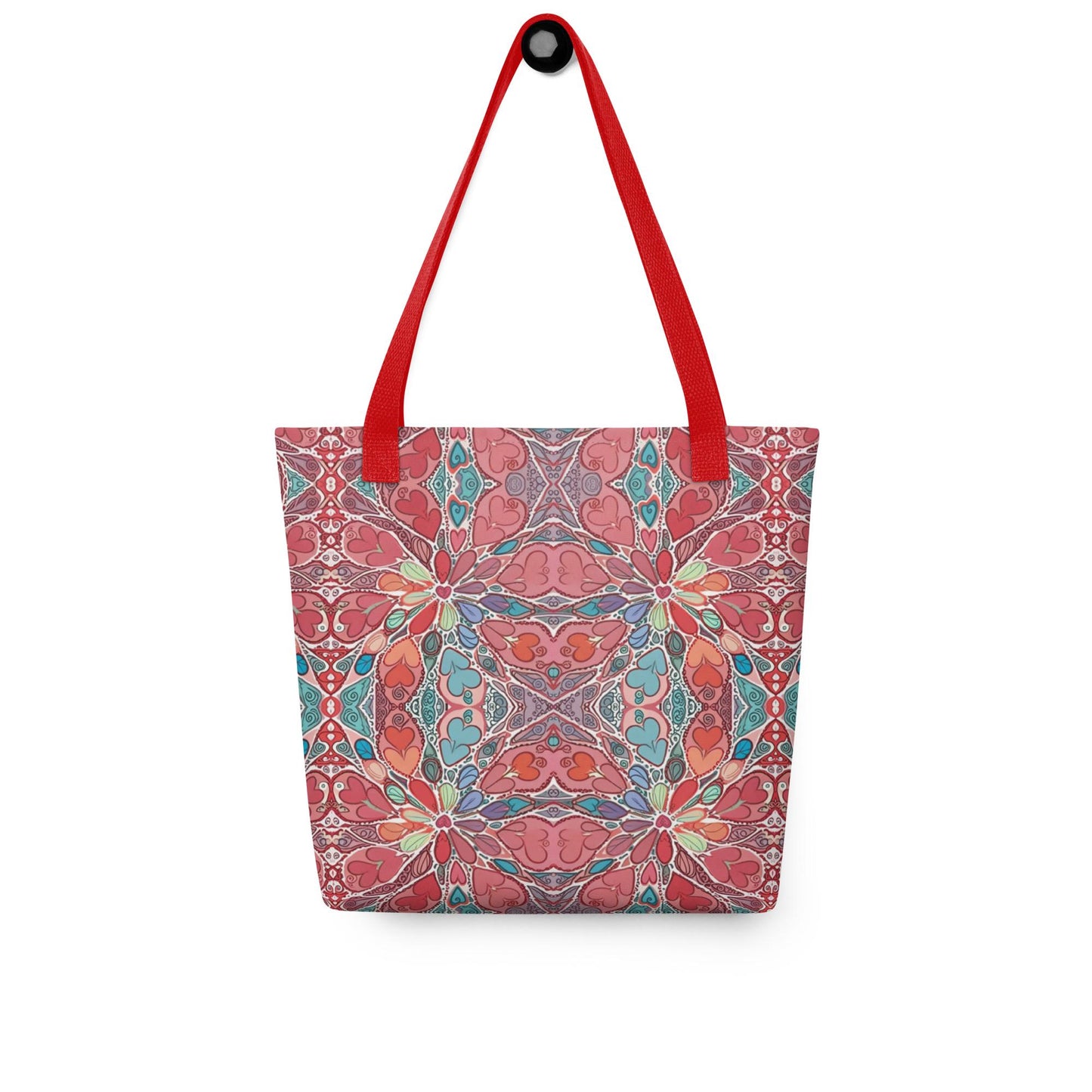 Boho Mandala Tote Bag – Colorful Art Print Shoulder Bag, Reusable Shopping Bag, Gift for Her Him Hearts