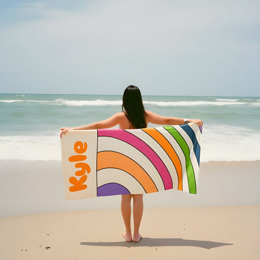 Colorful Spiral Summer Gift Beach Towel - Vibrant Sun Design, Poolside Essential, Large Towel for Beach Day, Coastal Home Decor Customizable