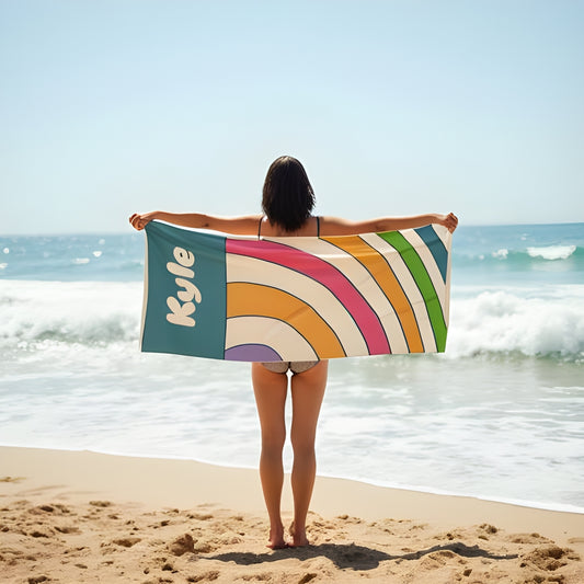 Colorful Spiral Summer Gift Beach Towel - Vibrant Sun Design, Poolside Essential, Large Towel for Beach Day, Coastal Home Decor Customizable
