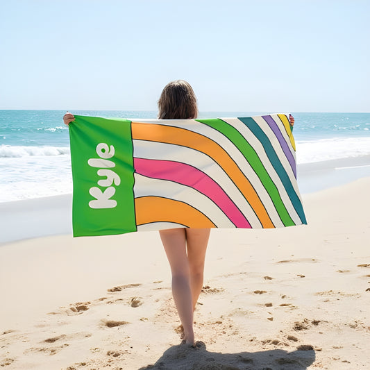 Colorful Spiral Summer Gift Beach Towel - Vibrant Sun Design, Poolside Essential, Large Towel for Beach Day, Coastal Home Decor Customizable