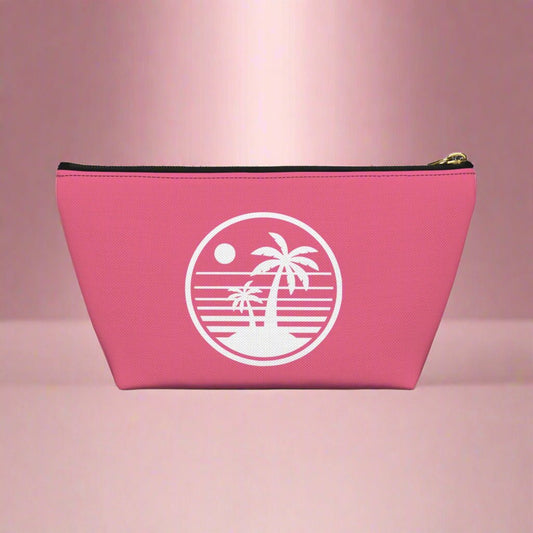 Tropical Vibe Accessory Pouch, Personalized Makeup Bag, Travel Organizing Pouch, Beach Lover Gift, Green Zip Clutch - Vicky Garden