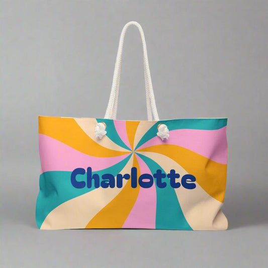 Tropical Weekender Bag, Personalized Travel Tote, Stylish Beach Bag, Customizable Gym Bag, Gifts for Her, Vacation Essential - Vicky Garden