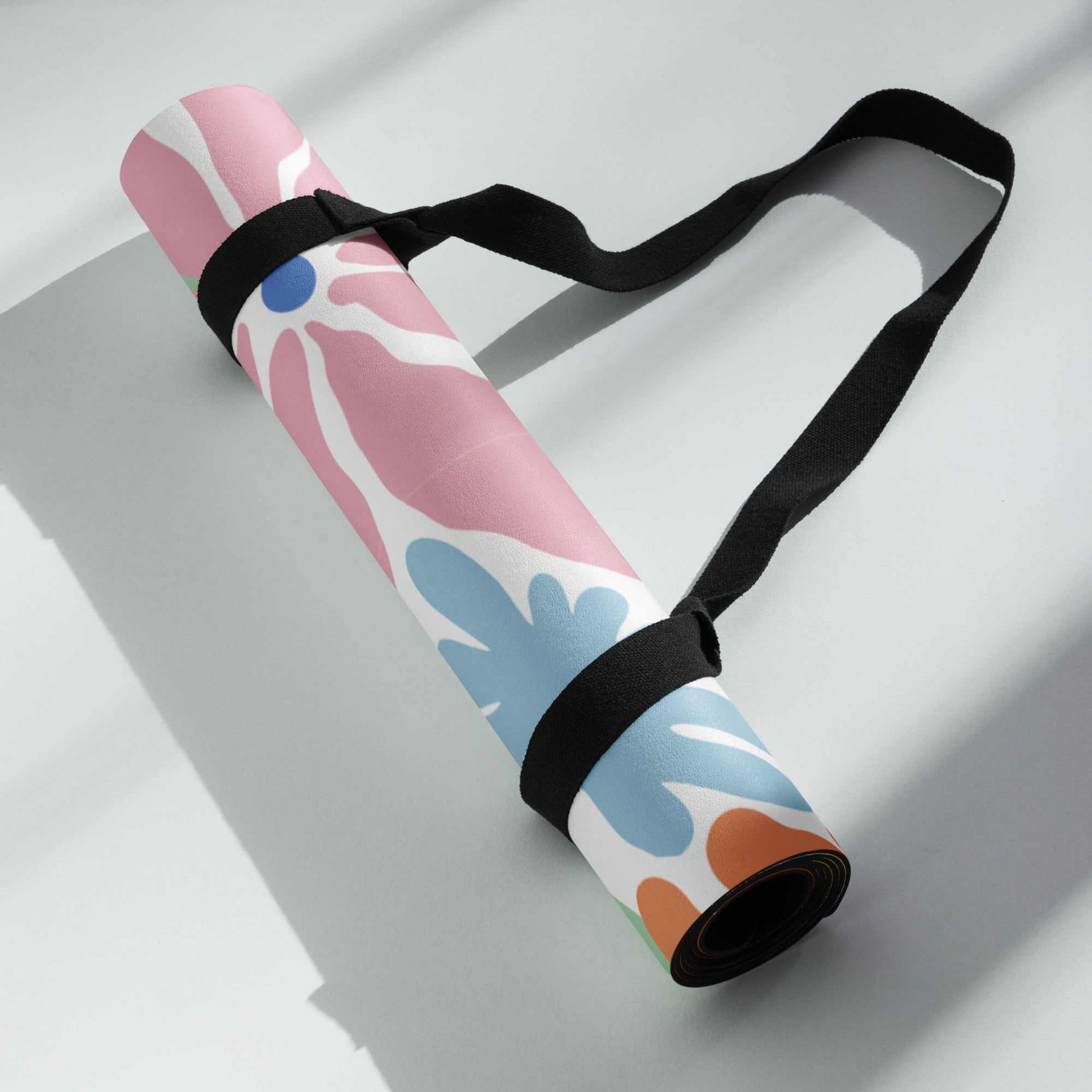 Colorful yoga mat with anti-slip rubber base and microsuede top, 24"x68".